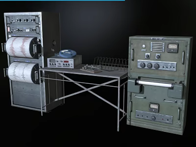 Public Facility Equipment With Control Panels Storage Cabinets And Metal Workbench 3d model