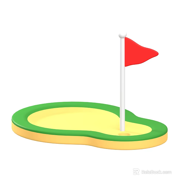 Mini Golf Putting Green Sports Equipment With Red Flag And Hole 3d model 