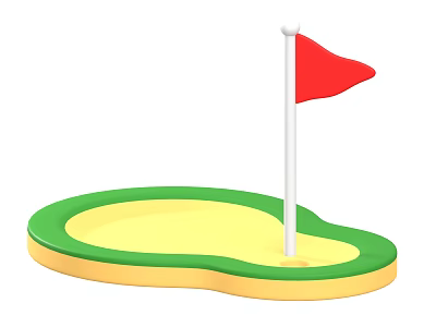 Mini Golf Putting Green Sports Equipment With Red Flag And Hole 3d model