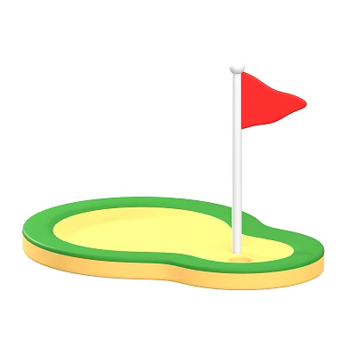 Mini Golf Putting Green Sports Equipment With Red Flag And Hole 3d model