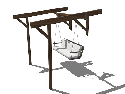 Outdoor Wooden Frame Swing Play Equipment For Kids Fun Activity 3d model