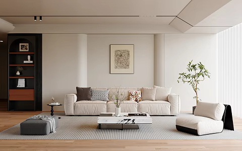 Cream wind home living room 3d model
