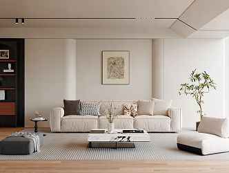 Cream wind home living room 3d model