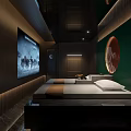 Modern SPA Sauna Room With Comfortable Beds Large Screen TV And Green Wall