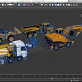 Engineering Vehicle Combination Construction Vehicle Mining Vehicle Mining Vehicle Heavy Machinery Vehicle Forklift Digging Vehicle Loading Vehicle Low Face Number Low Mold Simple Mold Video Level Realism 3d model
