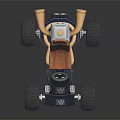 Blue Go Kart With Brown Leather Seat Large Tires And Crown Logo Design 3d model