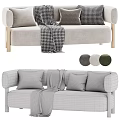 Comfortable Velvet Multi Seater Sofa with Pillows Plaid Blanket Green Light Gray Three Color Options