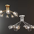 Modern Luxury Chandeliers With Gold And Silver Bases And Transparent Glass Shades