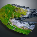 Architectural Terrain Model Featuring Lush Green Grass and Rocky Landscape Elements