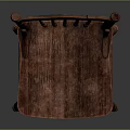 Red Traditional Wooden Chair With Carved Patterns And Slatted Back Design