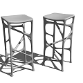 Modern White Bar Stools With Unique Geometric Interlaced Support Structure Design