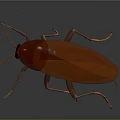 3D Rendered Red Brown Cockroach With Long Antennae And Legs On Grey Surface
