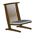 Modern Wooden Leisure Chair With Slat Back Design And White Cushioned Seat