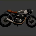 Vintage Custom Motorcycle With Orange Seat And Black Metallic Body Design