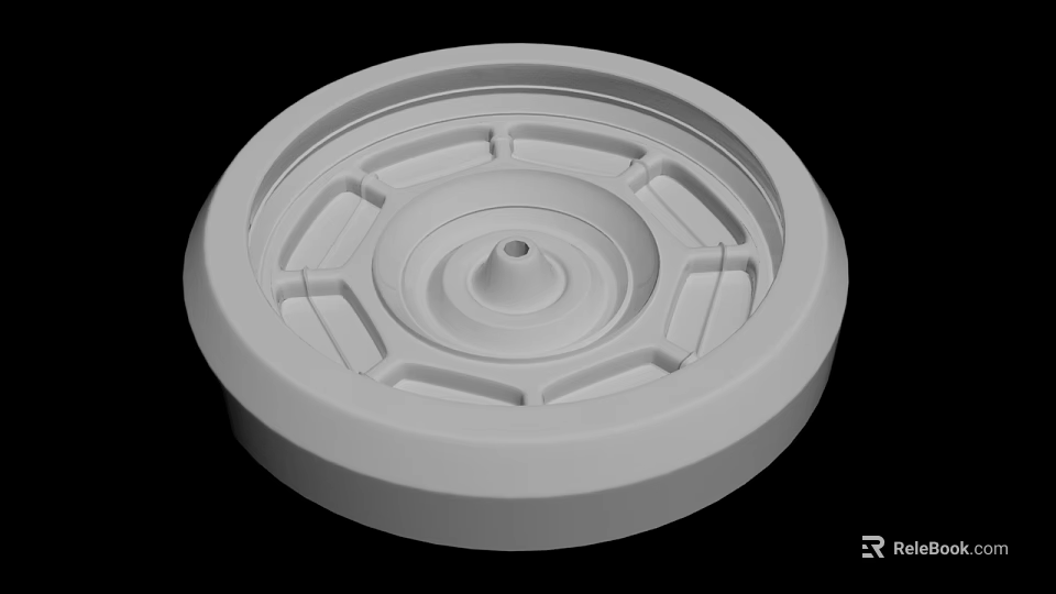White Circular Sculpture Carving With Geometric Patterns And Concentric Circles 3d model 