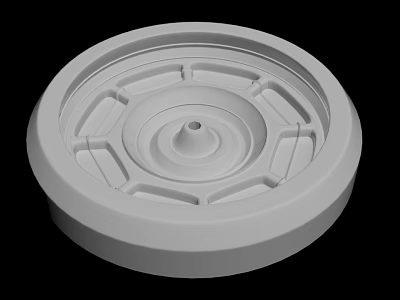 White Circular Sculpture Carving With Geometric Patterns And Concentric Circles 3d model