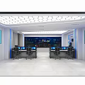 Modern Monitoring Room Interior With Multiple Screens Control Desks And Office Chairs