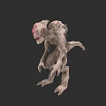 Pale Fantasy Creature 3D Model With Red Eyes Twisted Body And Clawed Limbs