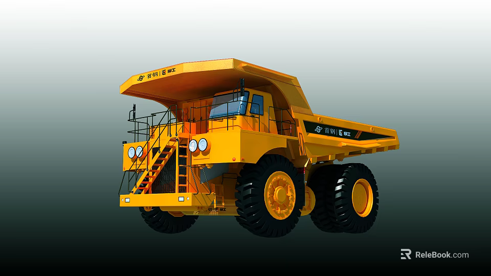 Yellow Heavy Duty Dump Utility Vehicle With Large Tires For Mining Work 3d model 