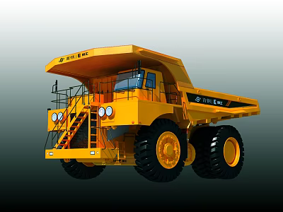 Yellow Heavy Duty Dump Utility Vehicle With Large Tires For Mining Work 3d model
