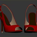 Red Open Toe High Heels With Ankle Strap For Women's Footwear