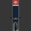 Bike Rental Self Service Kiosk With Red Logo And Parked Bicycle For Public Use
