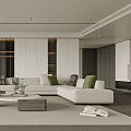 Modern Living Room Interior With Sectional Sofa And Decor 3d model