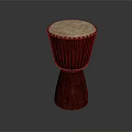 Traditional Red Djembe Drum With White Drumhead And Carved Wooden Body