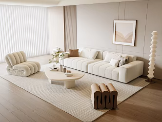 Modern Sofa Coffee Table Combination Single Person Sofa Stool Floor Lamp Hanging Picture 3d model