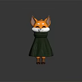 Cute Orange Fox Game Movie Character With Big Ears Green Cloak And Smiling Expression