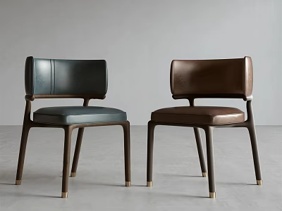Elegant Two Tone Leather Upholstered Leisure Chairs With Modern Wooden Legs Design 3d model