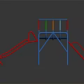 Outdoor Colorful Playground Equipment With Red Slide Blue Frame And Climbing Structures