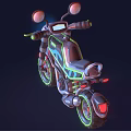 Modern Black Motorcycle With Neon Green Accents LED Headlight And Futuristic Design