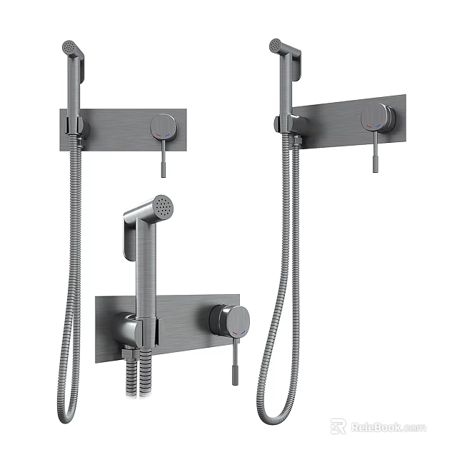 Modern Wall Mounted Shower Head System With Handheld Spray And Control Knobs 3d model 