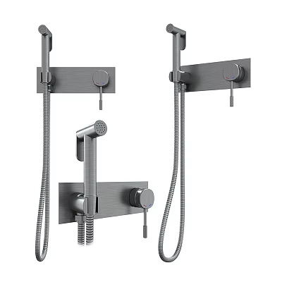Modern Wall Mounted Shower Head System With Handheld Spray And Control Knobs 3d model