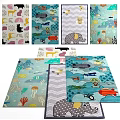 Colorful Square Rugs With Animal Hot Air Balloon And Jellyfish Patterns For Kids Room Decor