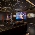 Modern Luxury KTV Room with Screens and Ambient Lighting