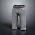 Grey Cropped Pants With Cuffed Hems Two Front Pockets Casual Style For Daily Wear