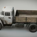 Classic White Truck With Wooden Cargo Bed And Retro Worn Appearance