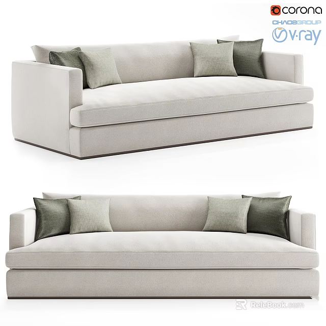 Modern Beige Fabric Sofa Set With Multiple Decorative Cushions And Comfortable Design 3d model