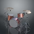 Copper Metal Drum Set With Cymbals And Stands For Home Use