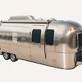 Silver Metallic Functional Travel Trailer With Streamlined Exterior And Multiple Windows 3d model