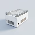 White Freezer with Transparent Glass Cover Marble Texture Surface Bottom Vents and Modern Minimalist Design