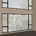 Scenic Modern Casement Windows with Black Frame and Clear Glass Overlooking Trees and Buildings