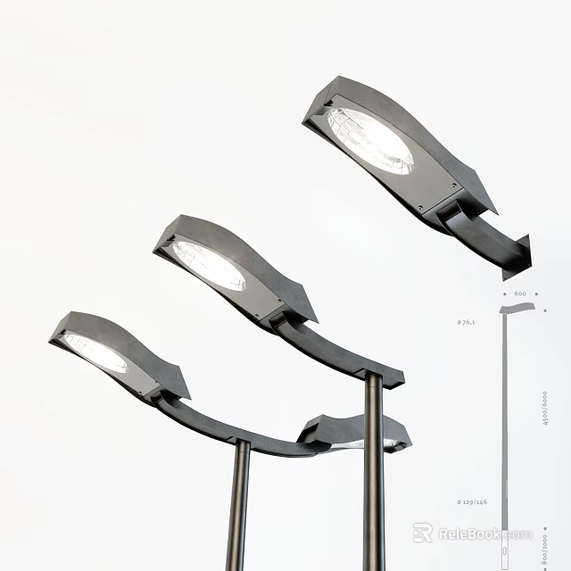 Modern Outdoor Lights With Curved Metal Brackets For Street And Garden Use 3d model 