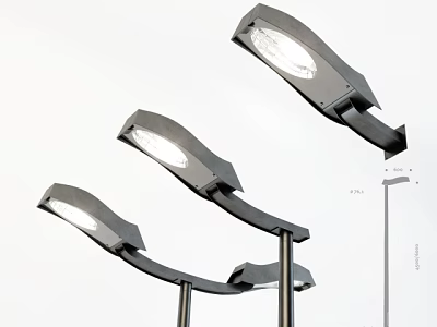 Modern Outdoor Lights With Curved Metal Brackets For Street And Garden Use 3d model
