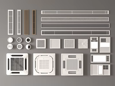 Different Types of Air Conditioner Vents with Various Design Patterns and Shapes 3d model