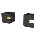 Modern Black Cube Shaped Outdoor Light Illuminating Garden Grass And Stone Path