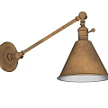 Brass Wall Sconce With Adjustable Arm And Cone Shaped Shade
