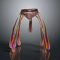 Brown Household Hanging Organizer With Purple And Yellow Straps For Home Decoration
